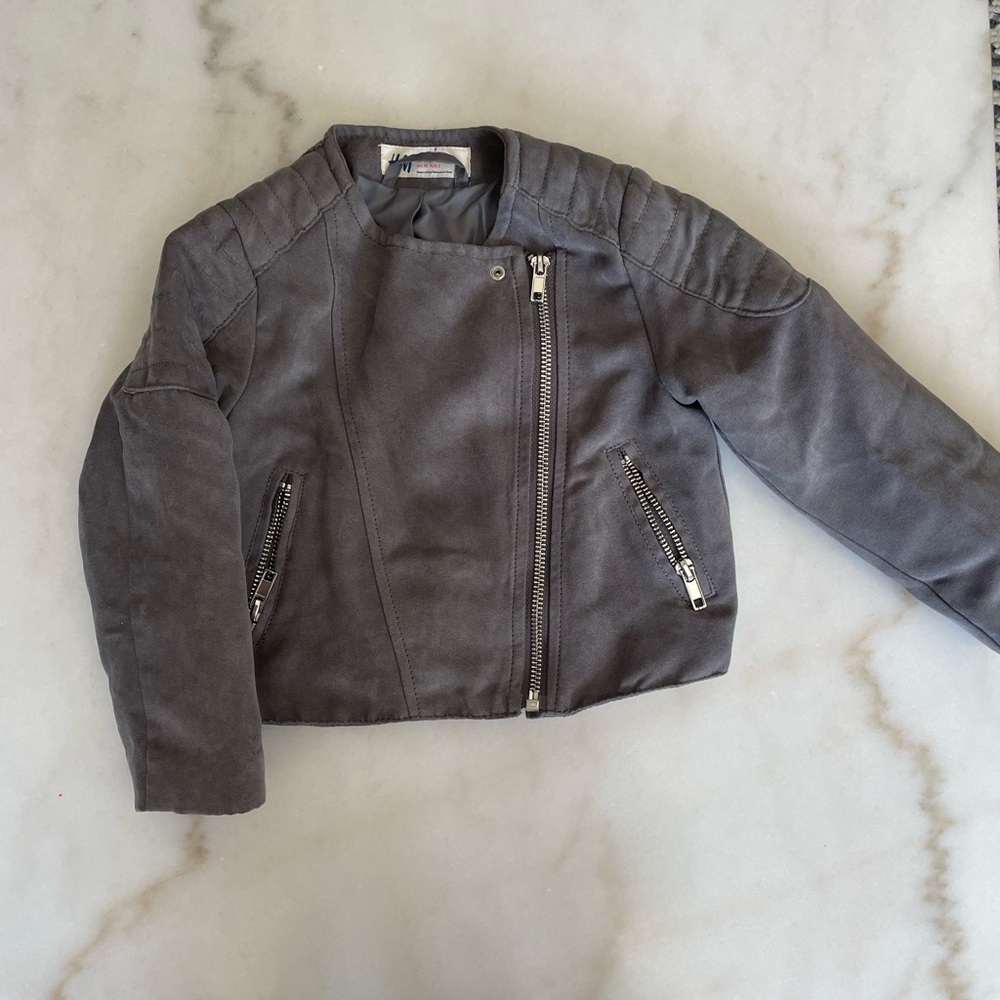 Kids suede-like Gray Moto Jacket